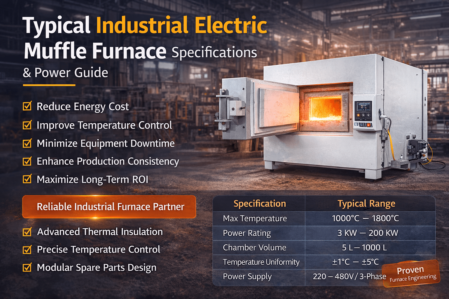 Typical Industrial Electric Muffle Furnace Specifications